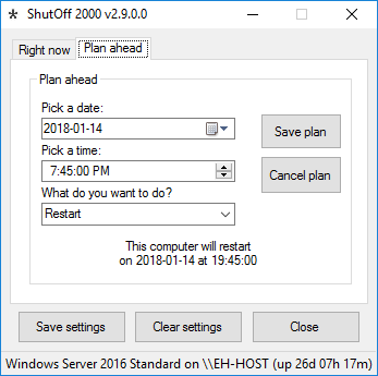 Screen shot of ShutOff 2000 v2.9.0